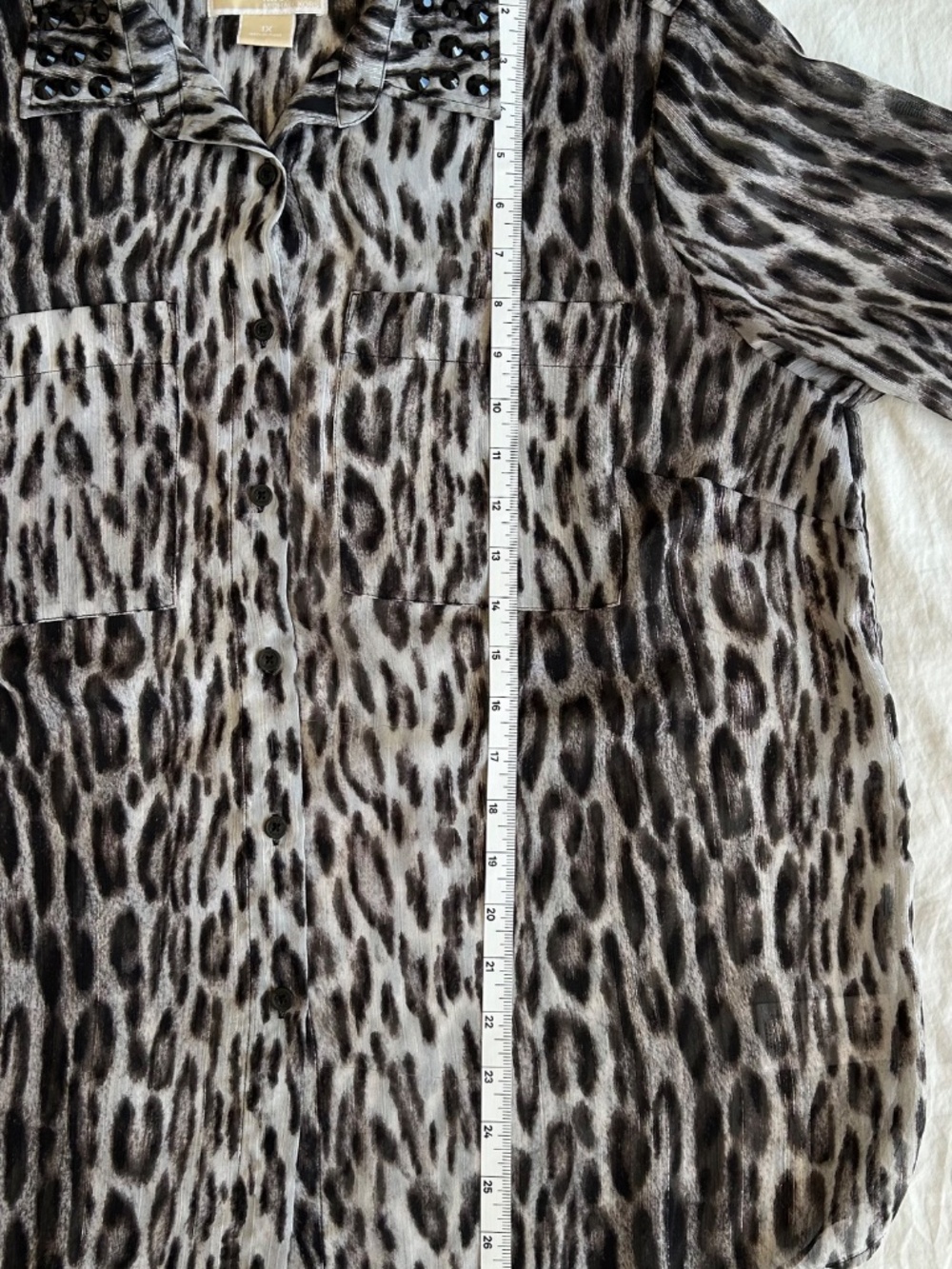 NWOT Michael Kors 1X Leopard Studded Collar Blouse - Picture 7 of 10